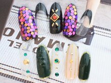 ネイルサロン ティディ(TIDY)/深緑★クリアボヘミアン