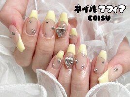フレンチ/イエロー/春ネイル