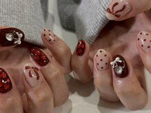 アイネイルズ 渋谷店(I nails)/【Sumika.t】ボルドーリボンホロ