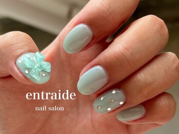 アントレッド(entraide)/韓国風リボンパーツネイル