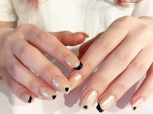 アイネイルズ 梅田店(I nails)/黒フレンチホロパウダー¥9700