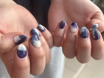 ネイルビジョルノ つくばみどりの店(Nail Begiorno)/マーブルネイル　ネイビーネイル