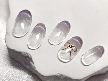 オープンセサミ ネイルアンドアイラッシュ 荻窪店/【定額】リボン×ラメグラデ
