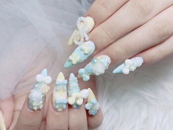 ブリング 東新宿 歌舞伎町(Bling)の写真/大人可愛いワンホン風デザイン!フィルインで爪を守りつつ長さだしを叶える☆
