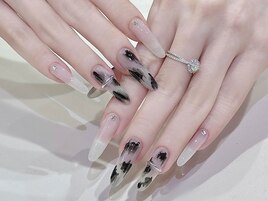 大理石風×ロングスカルプネイル