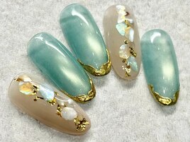 ターコイズ　シェルネイル