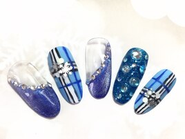 マグネット×チェックネイル