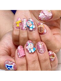桜キャラクターネイル