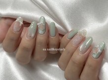 春カラーグリーン＊レースネイル