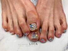 ネイルアトリエルカ(nail atelier LUCA)/W-795 ビジュー×オーロラネイル