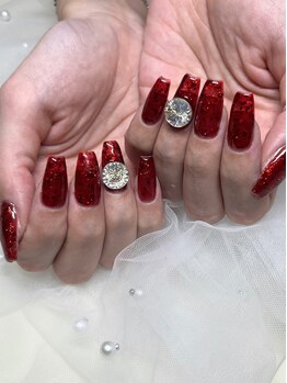 ナナネイル(7.Nail)/キラキラ赤ネイル