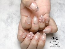 ノエル(Noel)/マグネットグラデ×リボンネイル