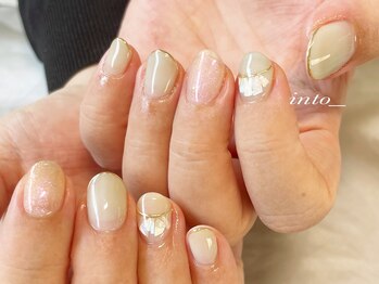 ネイルサロン イントゥ(into_)/シェル　細フレンチ　ミラー