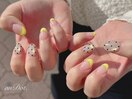 黄色フレンチ×ドット