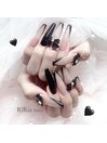ブラックフレンチリボンネイル