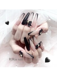 ブラックフレンチリボンネイル