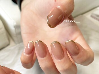 ネイルサロン イントゥ(into_)/ミラーフレンチ　ゴールド　大人