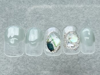 ネイルメゾン 天神店(NAIL MAISON)/緑塗りかけシェル春¥5000