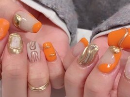 大人気ニュアンスネイルオレンジ