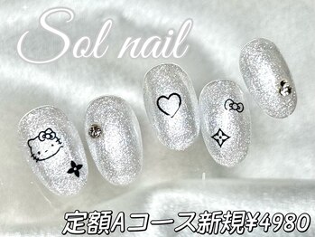 ソルネイル 池袋(Sol Nail)/定額ホワイトラメキャラネイル