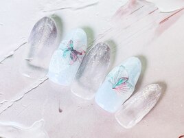爽やか押し花ネイル