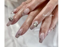 ミラーグラデーション+ビジュー