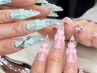 定額ネイル【長さだしチップ】SNS大人気★十字架クロムパーツ2個★7990円