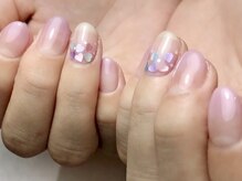 ミーナネイル(miinanail)/透け感ピンクハートネイル