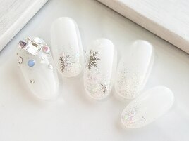 冬の雪の結晶　クリスマスネイル