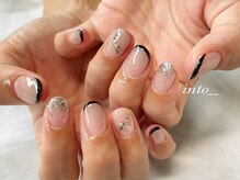 ネイルサロン イントゥ(into_)/定額アート　黒フレンチ　大人