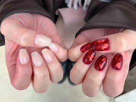 ハートホロちぐはぐネイル