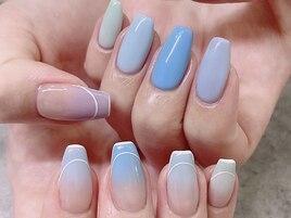 寒色系パステルネイル