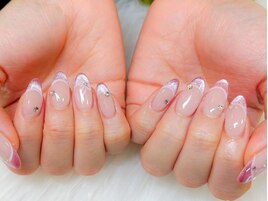 フレンチネイル/ラメ/リボン