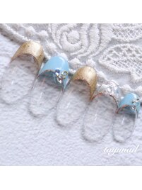 キラキラブルーフレンチネイル