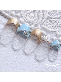 たゆ ネイル(たゆnail)/キラキラブルーフレンチネイル