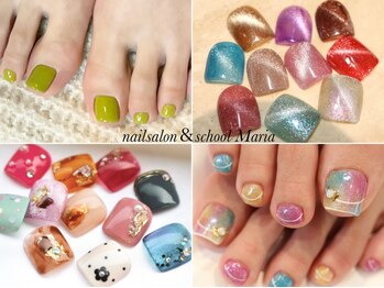 ネイルサロン マリア(nail salon Maria)の写真/【FOOTジェル ワンカラー ¥5500～/FOOTマグネットジェル¥6380★FOOTジェルART2本付¥6600】足元から華やかに