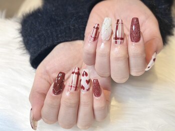 ケリーネイル(Keli Nail)/【赤チェックネイル♪】