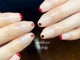 ベージュ×赤ハートなフレンチ！