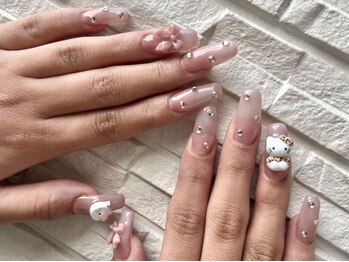 エヌ(N)/ビジュー/リボン/キャラネイル