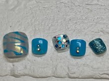 ネイルメゾン 天神店(NAIL MAISON)/キラキラゼブラ柄ブルー¥8500