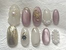 着物ネイル【ピンク×ホワイト】