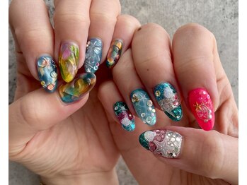 トータルビューティーステラ(TOTAL BEAUTY STELLA)/夏　ネイル　水玉