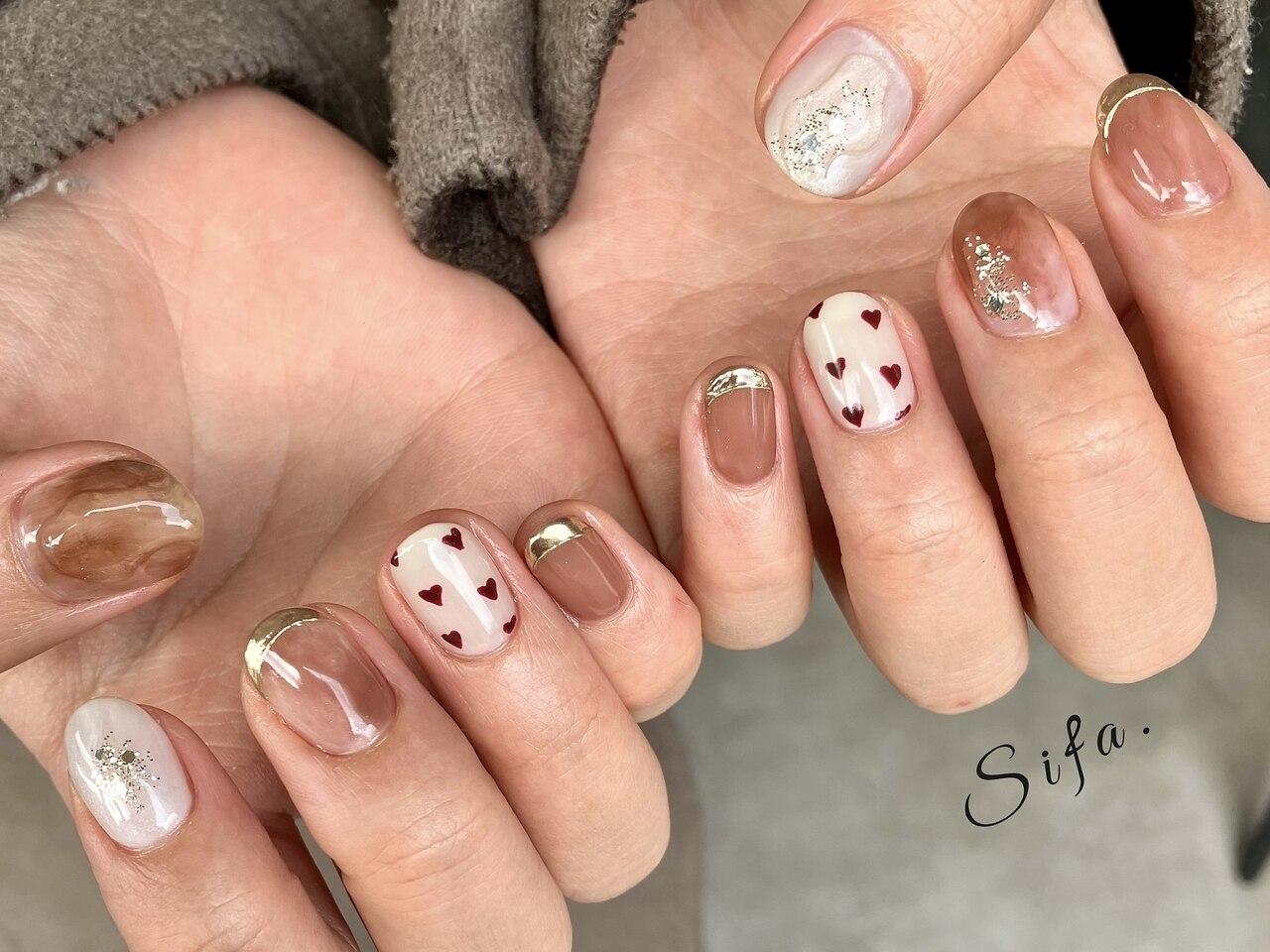 ニュアンスネイル キラキラ ぷっくり 秋ネイル 秋 ネイルチップ ハンドメイド ニュアンスネイル キラキラ ぷっくり 秋ネイル 秋 ネイルチップ