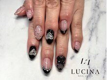 ネイルスタジオ ルキナ(LUCINA)/H-807ワンホン可愛い黒フレンチ