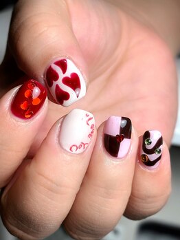 クムネイル(Qmu nail)/バレンタインネイル♪