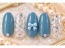 スウィートハート(Sweet Heart)/くすみブルー×リボンの大人可愛