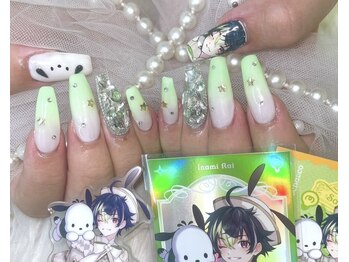 アリーズ(Allies)/痛ネイル　黄緑　埋め尽くし