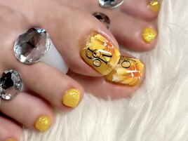 夏フラワーフットネイル