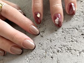 ボルドーカラーで左右ちぐはぐ♪