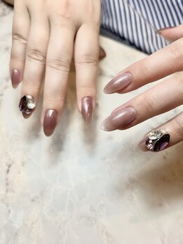 ネイルアイサロンアンドスクール リッカ(Lycka)/スターギャラクシー/赤紫ネイル